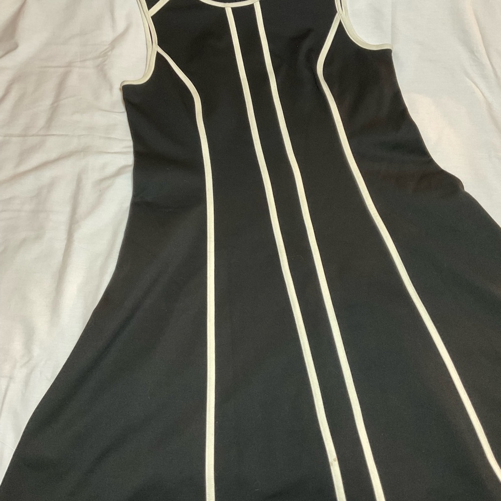 Ann Taylor Black and White Sheath Midi Dress